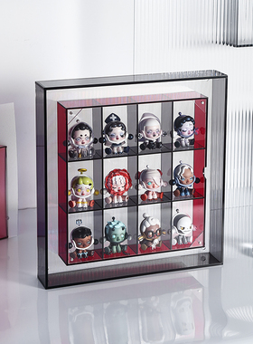 biqi兼容泡泡玛特盲盒收纳展示架收纳盒置物架亚克力手办展示柜