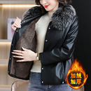 高档皮衣女秋冬加绒加厚2025新款 夹克 软PU皮外套显瘦水洗皮短款