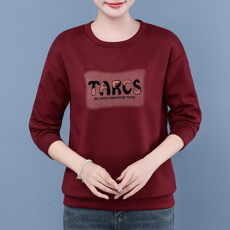 圆领妈妈装2025春秋撞色字母长袖卫衣时尚宽松中年女装百搭上衣,女装/女士精品,卫衣/绒衫,淘宝优惠券,粉丝福利购,淘宝优惠卷