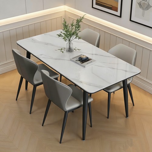 高端岩板餐桌椅组合小户型家用