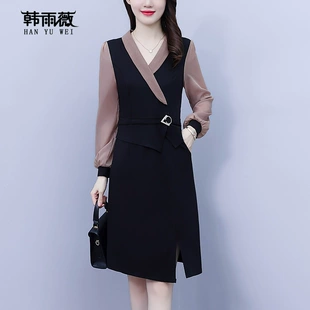 2023年秋冬加绒加厚早春时尚 连衣裙新款 气质洋气中长裙子 春季 女装