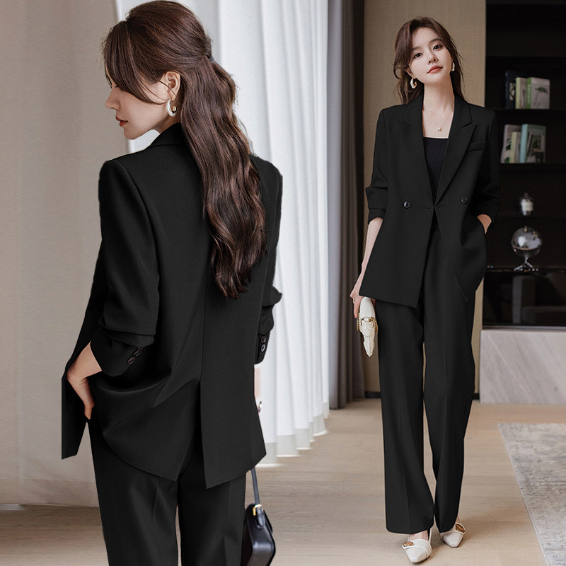 黑色西装套装女高级感2026新款春秋休闲气质职业正装女士西服外套