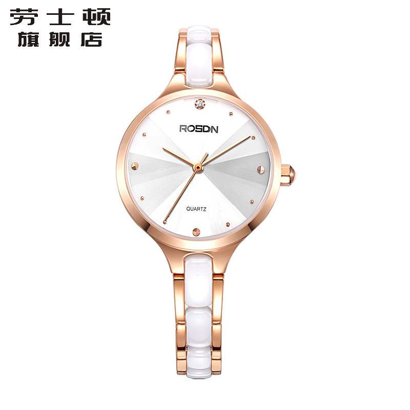 劳士顿正品手表女表时尚陶瓷手链表时尚潮流电子石英女表防水腕表