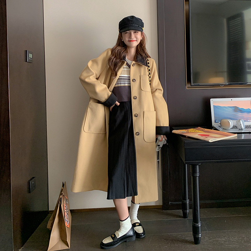 现货不起球毛呢中长款外套女185-9953-P185-K288，女装毛呢外套，浙宝185