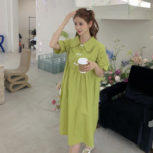现货 夏装短袖牛油果绿连衣裙女185-MY8899-P95-K148图片