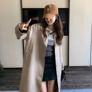 经典卡其色风衣外套女中长款2024秋季新款韩版宽松气质设计感大衣图片