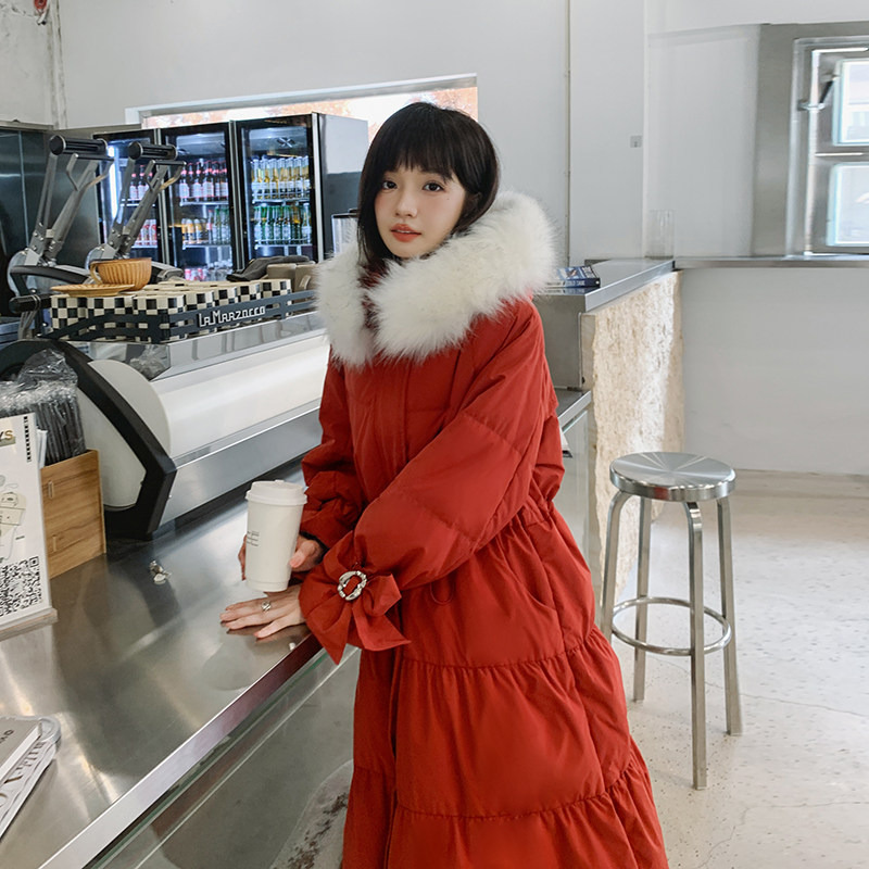 现货韩系冬季红色大毛领小个子羽绒服185-9921-P260-418-50绒,女装羽绒服,浙宝185
