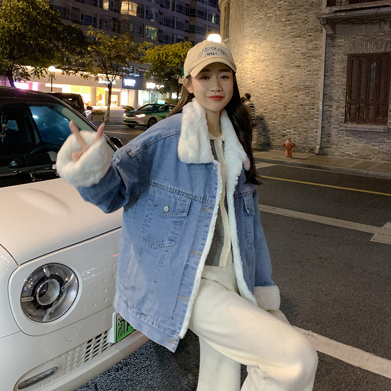 现货牛仔兔毛内胆羊羔毛外套女185-9986-P185-K268，女装棉衣/棉服，浙宝185