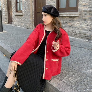 现货 新年圣诞红皮毛一体外套女185-9983-P165-K248图片