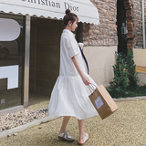 蓝色竖条纹无袖连衣裙女2025夏季新款学院风过膝减龄宽松显瘦长裙，女装连衣裙，浙宝185