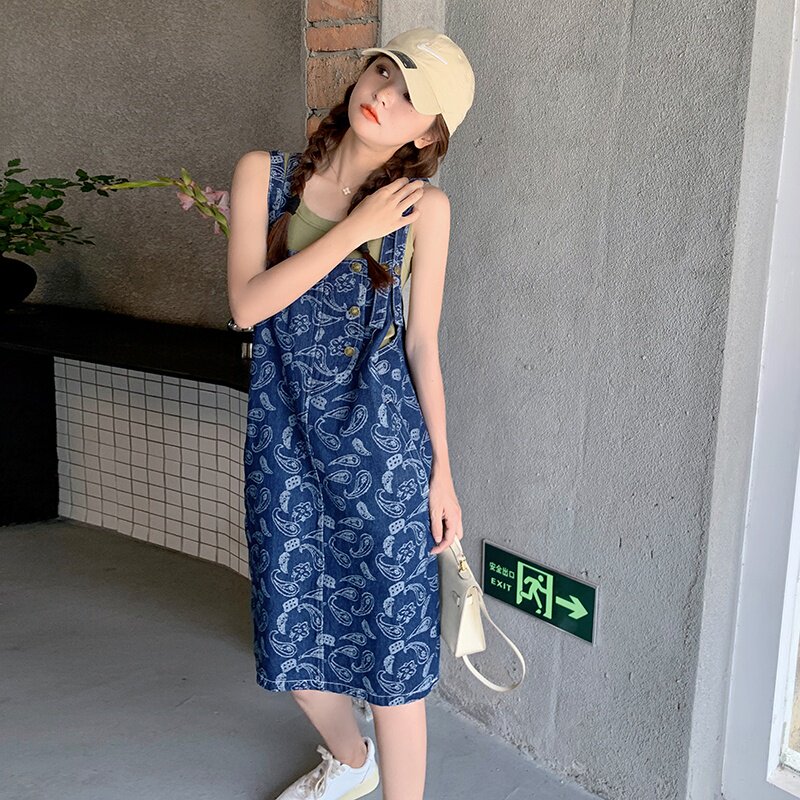 档口现货牛仔印花时尚减龄牛仔背带裙317-MY8917-P95-K148,女装连衣裙,浙宝185