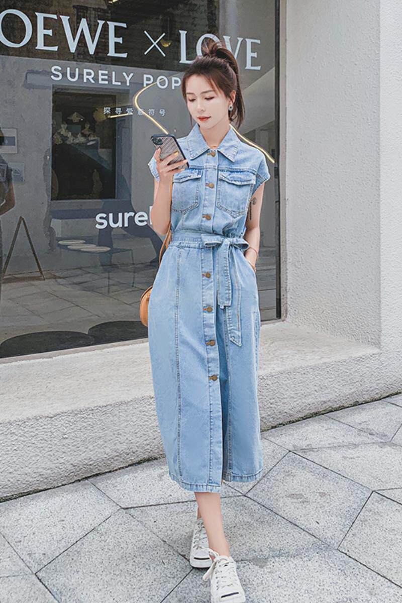 现货薄料牛仔连衣裙收腰无袖薄款裙子185-MY8027-P115-K178,女装连衣裙,浙宝185