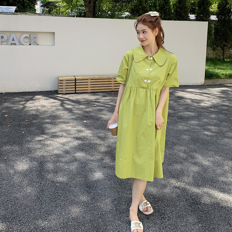 现货夏装短袖牛油果绿连衣裙女185-MY8899-P95-K148,女装连衣裙,浙宝185