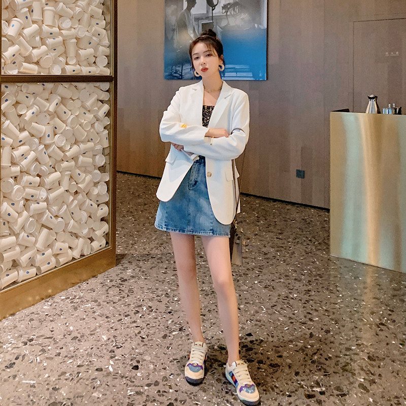 现货2022春装新款贴标小西装外套女白色西服317-MY811-P115-178,女装西装,浙宝185