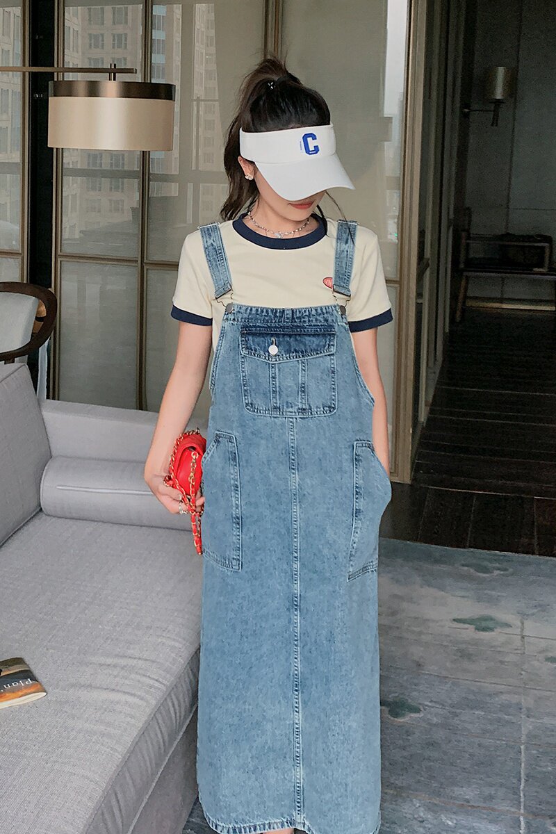 现货牛仔水洗背带裙时尚减龄2023新款夏天185-8537-P95-K148,女装连衣裙,浙宝185