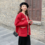 现货新年圣诞红皮毛一体外套女185-9983-P165-K248，女装短外套，浙宝185