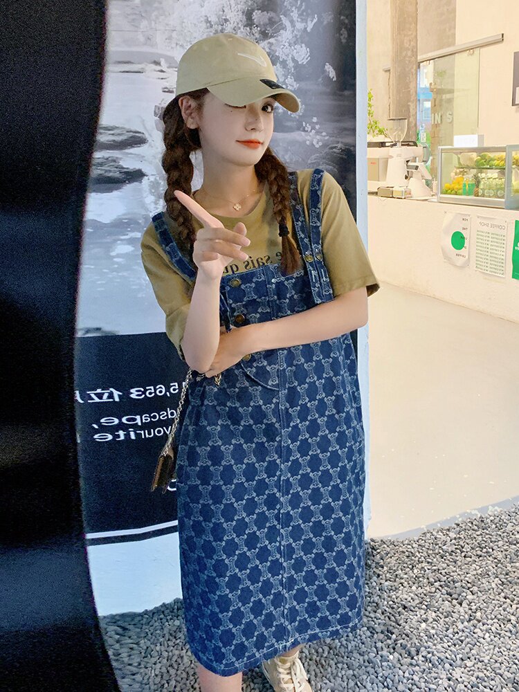 现货大数据特别好减龄时尚提花牛仔背带裙185-MY8916-P95K148,女装连衣裙,浙宝185