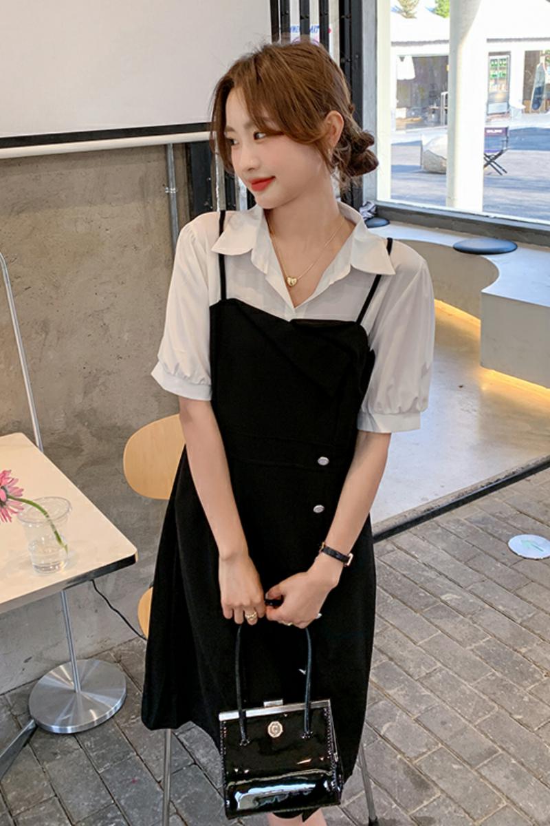 现货黑白不褪色减龄连衣裙女185-MY8886-P95-K148,女装连衣裙,浙宝185