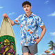 surfcuz男士 外套沙滩夏威夷花衬衫 海边度假宽松透气大码 弹力夏季