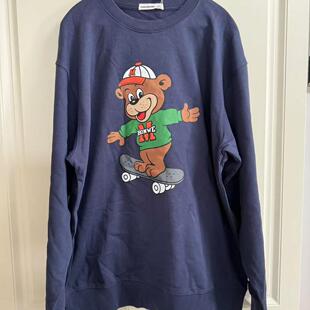 国货美家男卫衣秋冬新款纯棉简约百搭圆领宽松上衣针织套头衫
