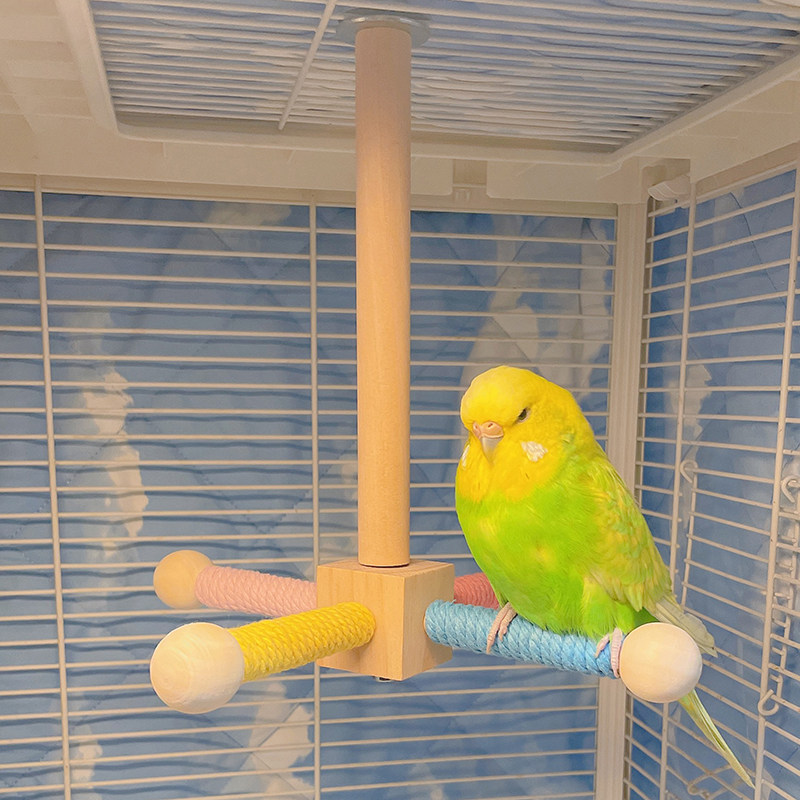 鹦鹉旋转风车玩具站杆小鸟牡丹虎皮啃咬磨牙空中玩具鸟笼装饰用品