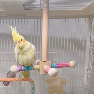鹦鹉玩具解闷自嗨鸟玩具虎皮牡丹站杆啃咬磨爪旋转风车小鸟笼装饰