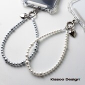 原创高品质轻奢精致实用牢固贝珠手机挂绳爱心短款 通用防丢手腕链