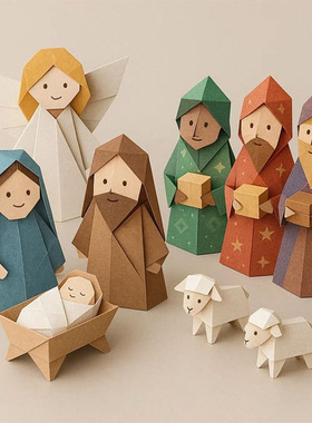 跨境新款 DIY Paper Nativity Scene 圣诞节场景装饰DIY折纸套装
