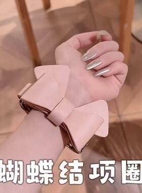 蝴蝶结项圈可爱粉嫩水晶
