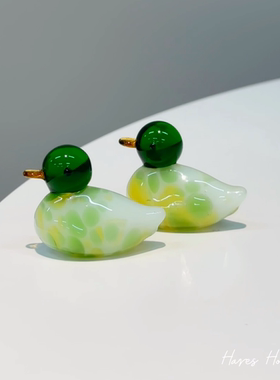 小鸭子琉璃摆件高级感小