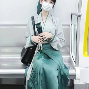 原创可以穿着上班的汉服飞机袖上衣日常宋制长旋裙日常搭配套装