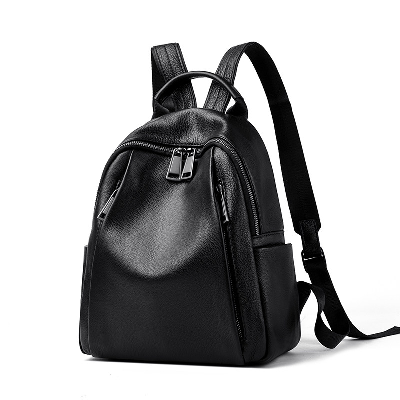 头层牛皮极简风真皮双肩包女大容量轻便旅行背包女士高级感休闲包