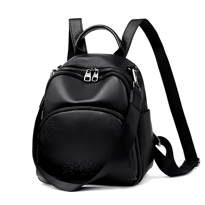 头层牛皮时尚百搭真皮双肩包男女日常通勤背包防水休闲单肩包