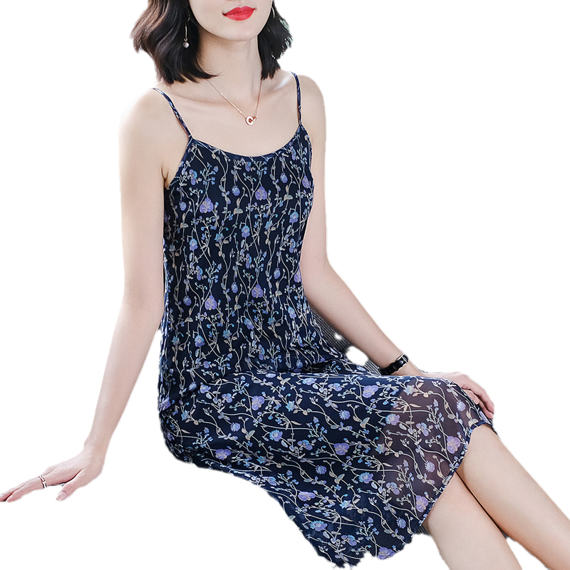 碎花吊带裙女夏季中长款内搭打底裙修身显瘦2025新款雪纺连衣裙
