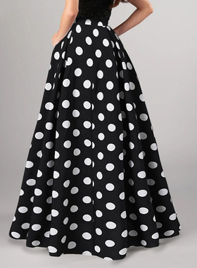 Autumn Big Swing Skirt2024新款女装欧美复古波点长裙大摆半身裙