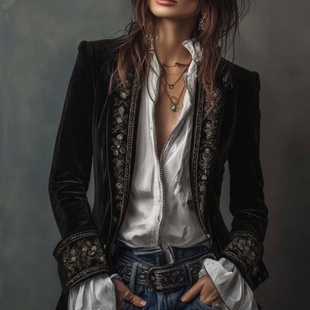 长袖 jacket欧美跨境女装 纯色拼接花边金丝绒外套 velvet Ruffled