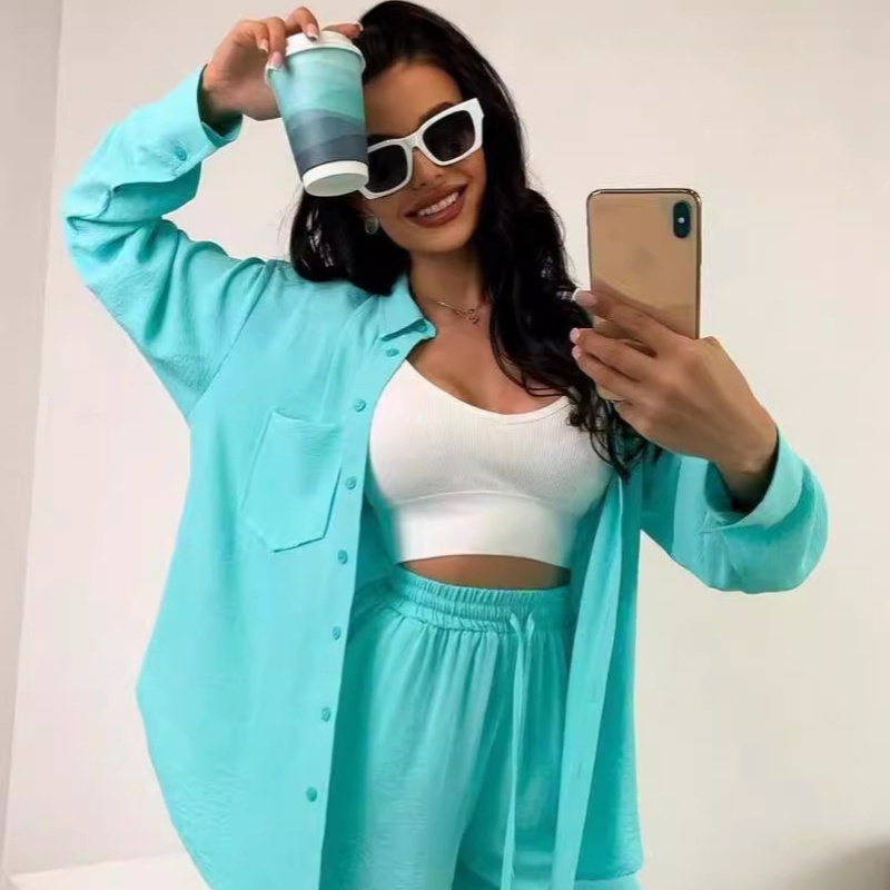 欧美棉质2025春季休闲短裤套装