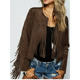 Vintage 外套 夹克开衫 fringed jacket欧美女复古流苏圆领休闲时尚
