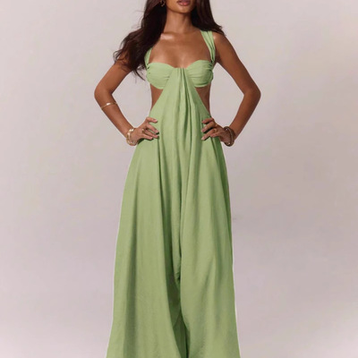 欧美时尚休闲风系带吊带连体裤