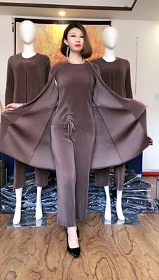 百褶桑蚕丝三件套宽松下单送项链