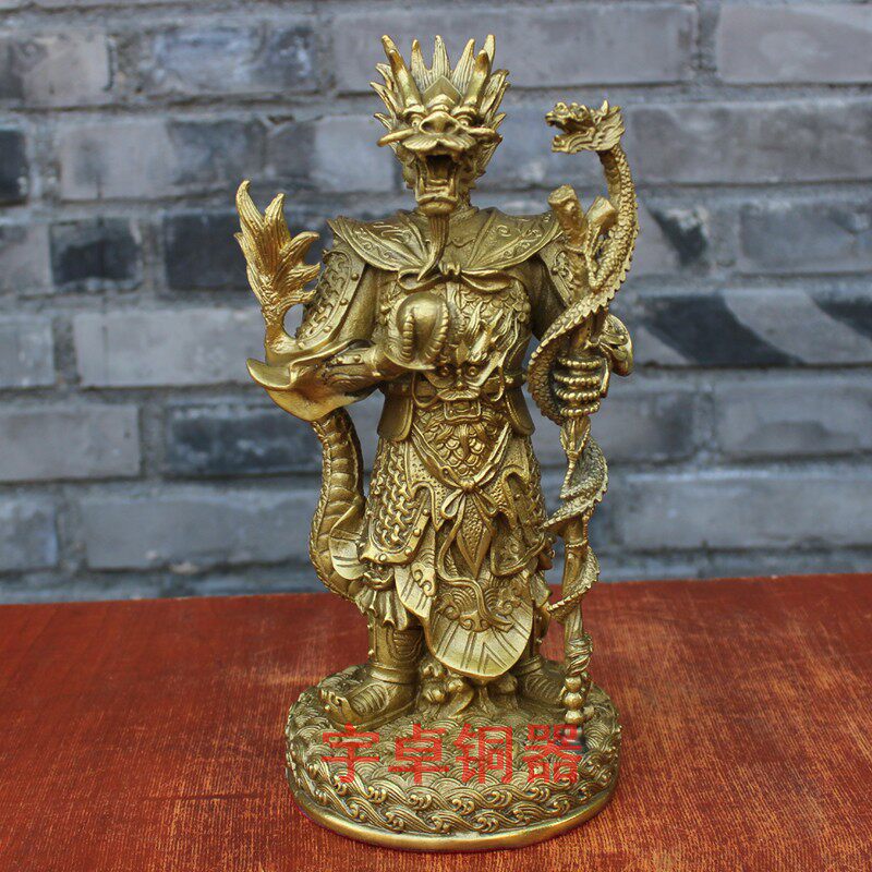 宇卓铜器纯铜龙王黄铜龙王坐姿龙王家居装饰 工艺品桌面摆件