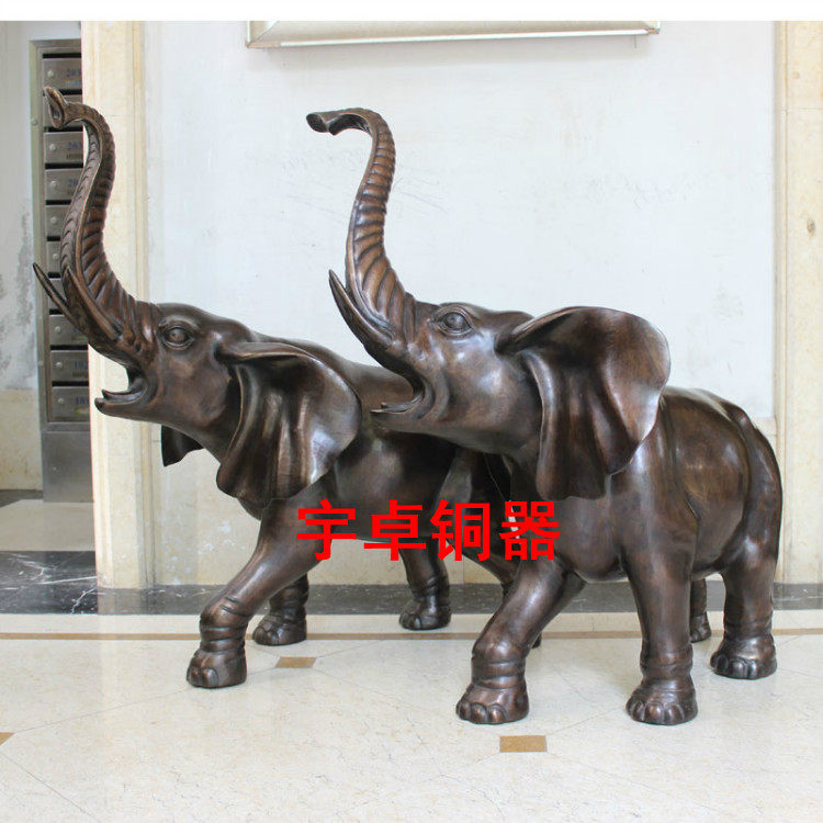 宇卓铜器 纯铜象特大号象一对 如意大象家居装饰公司工艺品摆件