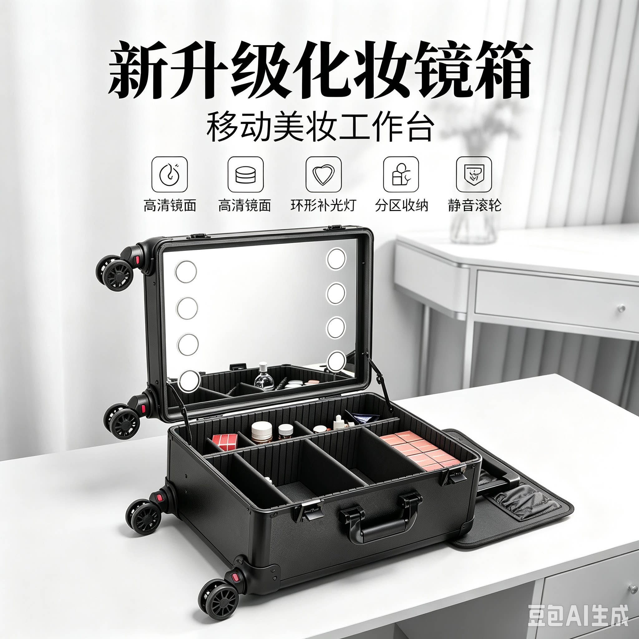 新娘跟妆带灯化妆箱专业跟妆师