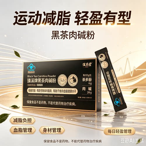 纤曲线臻溪牌黑茶肉碱粉2盒12袋强效减重减脂瘦小肚子的保健食品