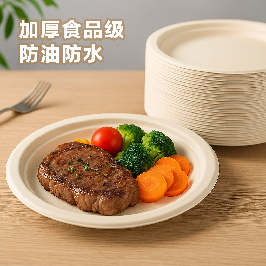 一次性餐盘子可加热食品级餐具家用纸盘烧烤加厚大号商用圆形碗盘
