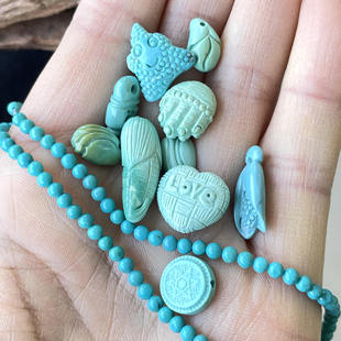 天然绿松石原矿无优化精品雕刻件高瓷保真配饰背云提溜吊坠湖北