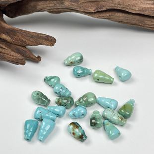 湖北原矿绿松石6mm7mm一体小三通 珍佛头半玉化 天然高瓷无优化袖