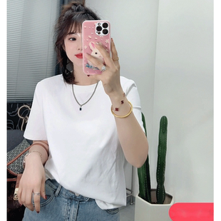 白色宽松纯棉短袖净版t恤女2026新款夏季大码显瘦黑色体半袖白体