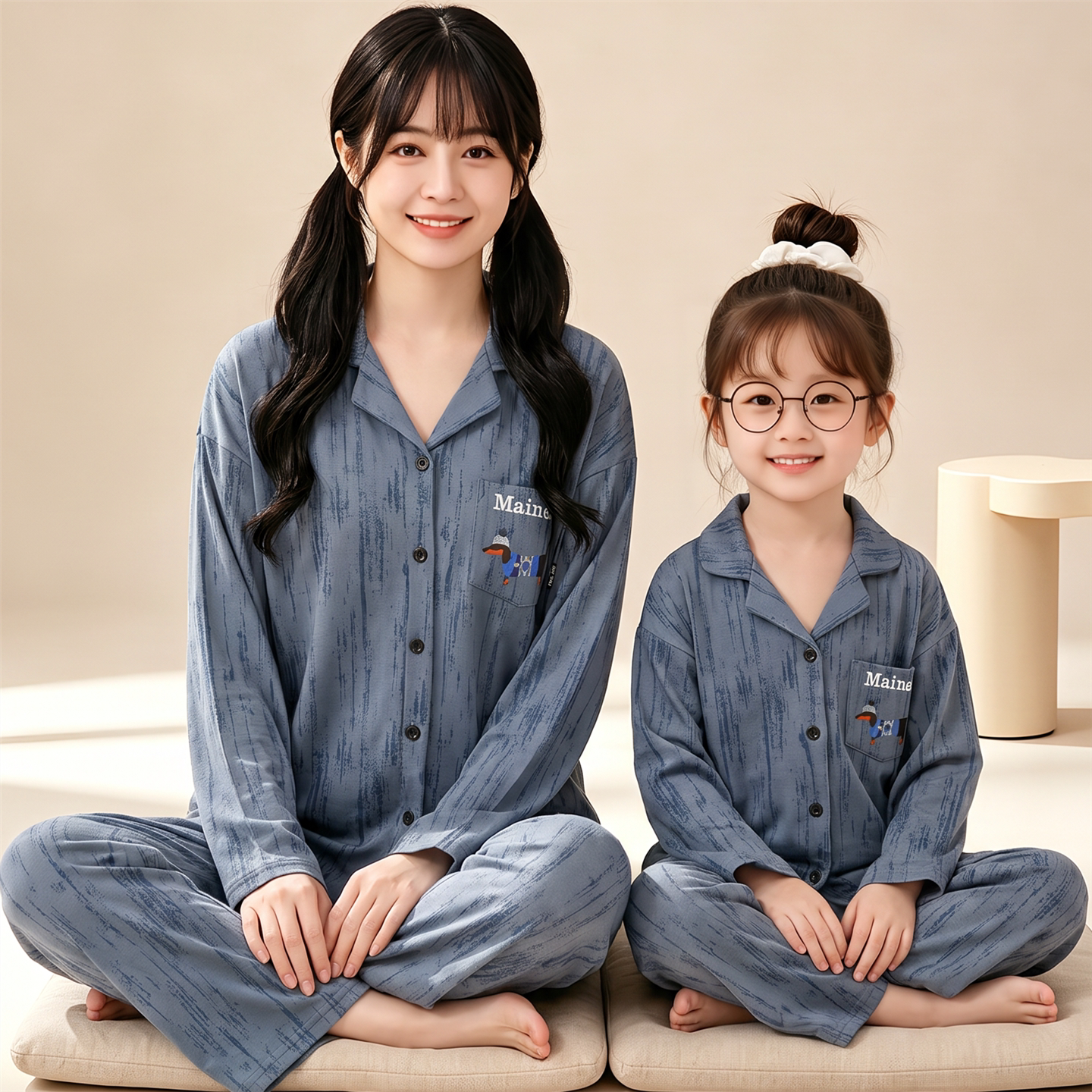 亲子睡衣女童春季长袖纯棉开衫儿童中大童小孩全棉秋装家居服套装