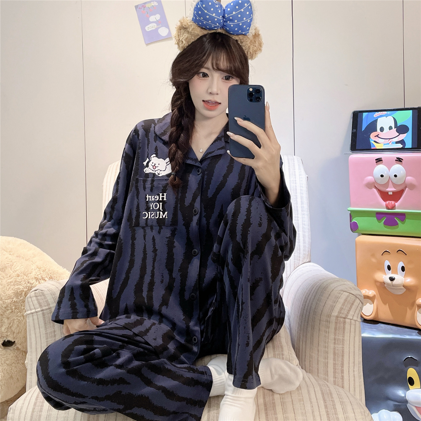 少女睡衣春秋季长袖纯棉大童女孩初中高中学生韩版可爱家居服套装